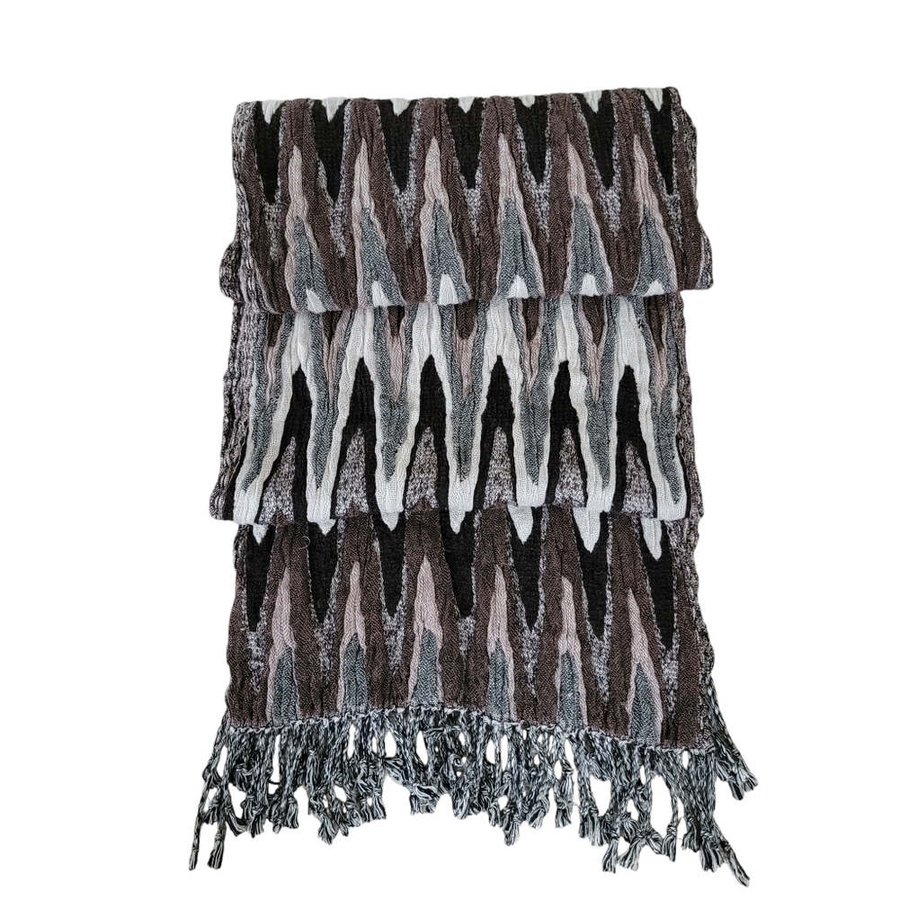 Viscose Woven Scarf Made in India Geometric Print Neutral Colours